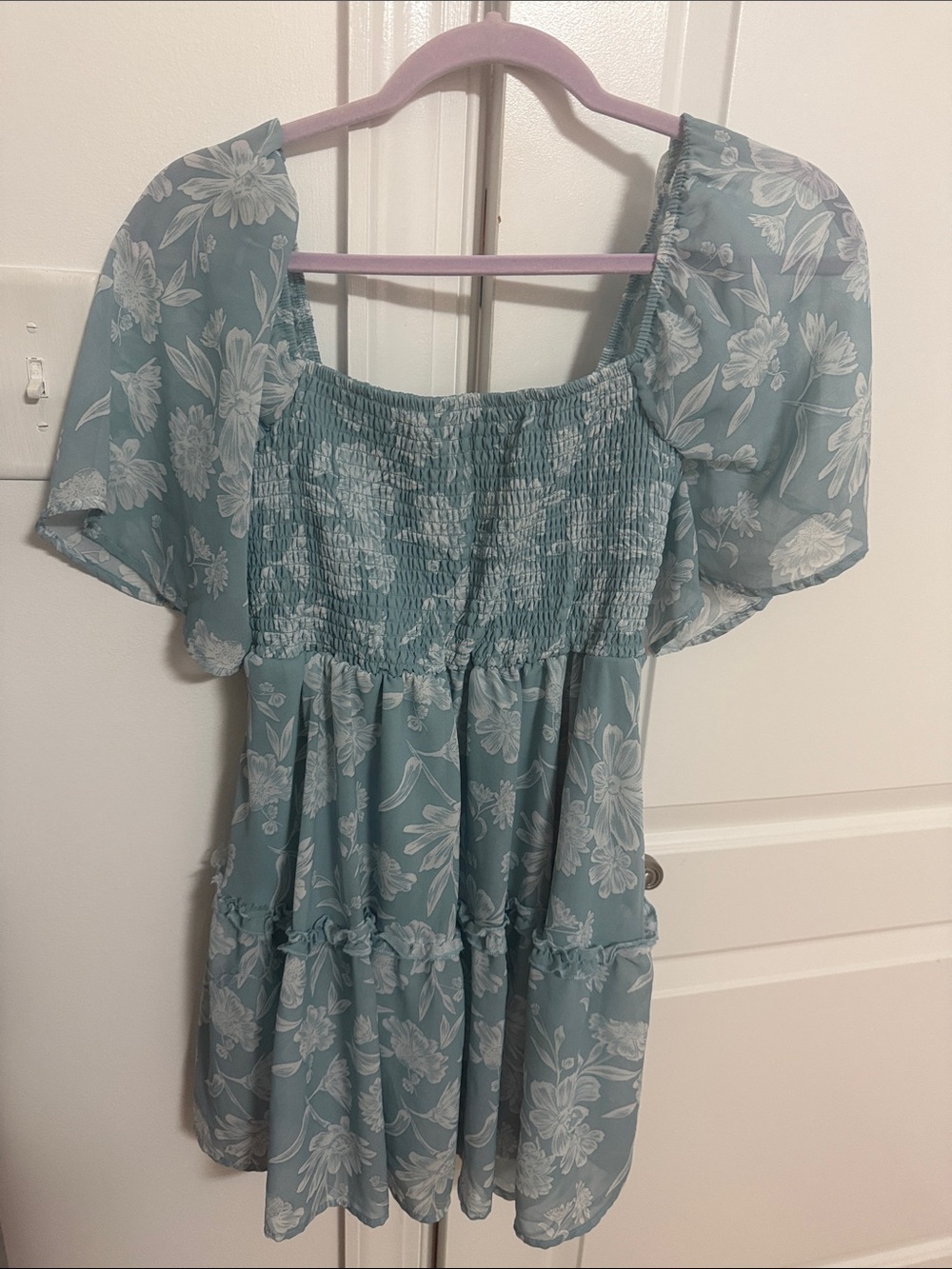Justify Blue Floral Smocked Tiered Dress